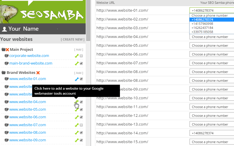 seosamba connect google webmasters tools